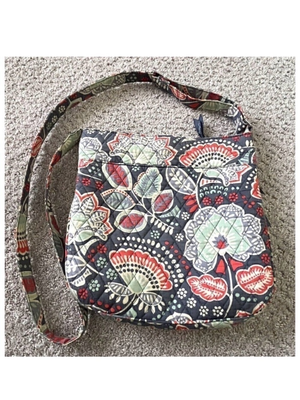 Vera Bradley Nomadic Floral Hipster Crossbody Gray Orange Green Triple Zip